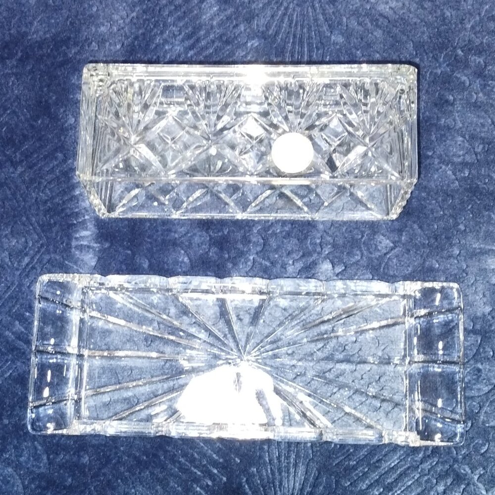 Crystal Clear Signatures Essex 6" Butter Dish Handcut 24% Full Lead Crystal NIB.